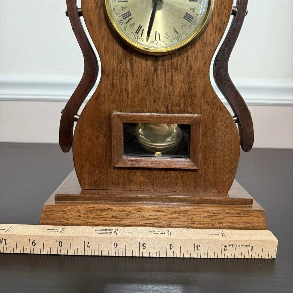 Vintage Mid Century Modern Mantle Clock Hand Crafted Pendulum Unique‎ Lines
